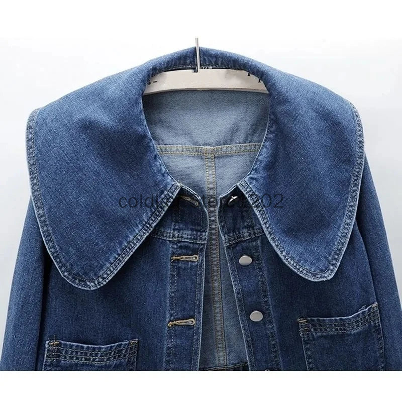 Casual Long Sleeve Denim Jacket by Crystal Crystina, alternate view 3