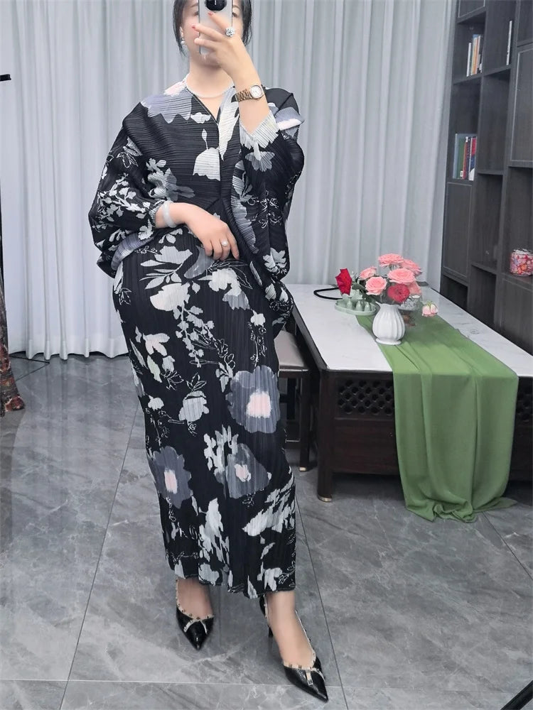 CurveKind™ Hand-Painted Print Batwing Dress