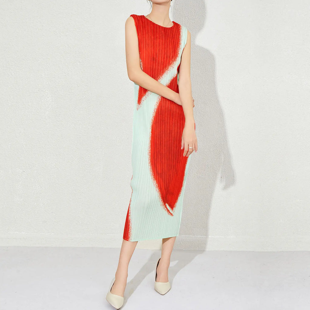 CurveKind™ Colorblock Sleeveless Midi Dress by Crystal Crystina, alternate view 3