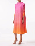CurveKind™ Miyake Elegant Gradient Pleated Dress