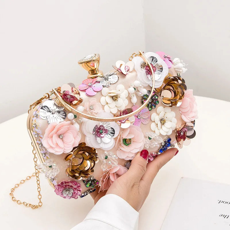 Diamonds Floral Embroidery HandBag by Crystal Crystina, primary view