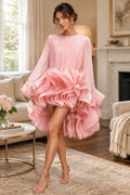 Pink Ruffle Mini Dress