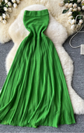 Strapless Pleated Maxi Dress