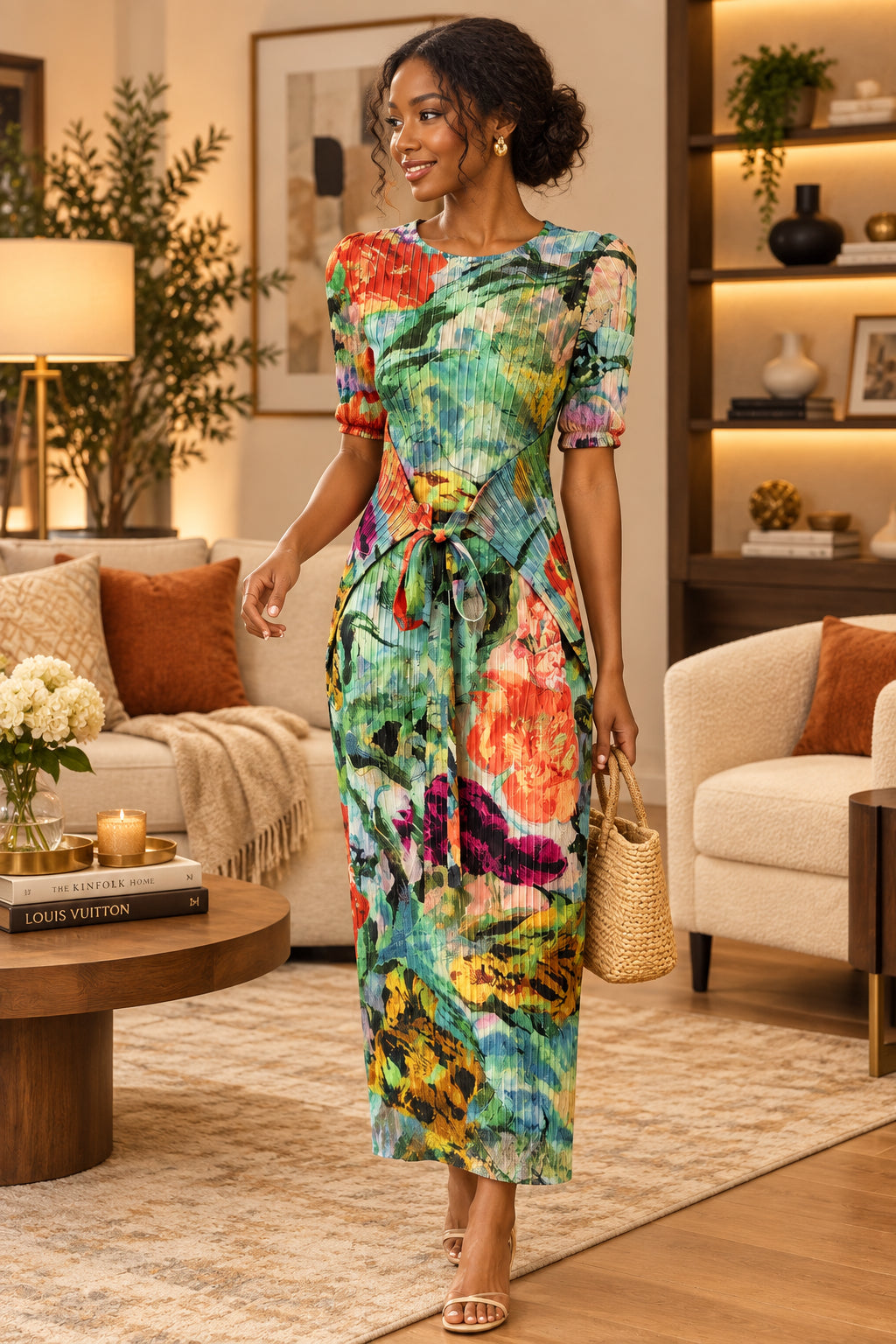 Floral Print Tie Waist Dress