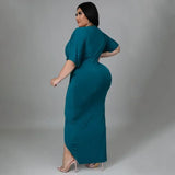 Ariella Plus Size V-Neck Bodycon Dress