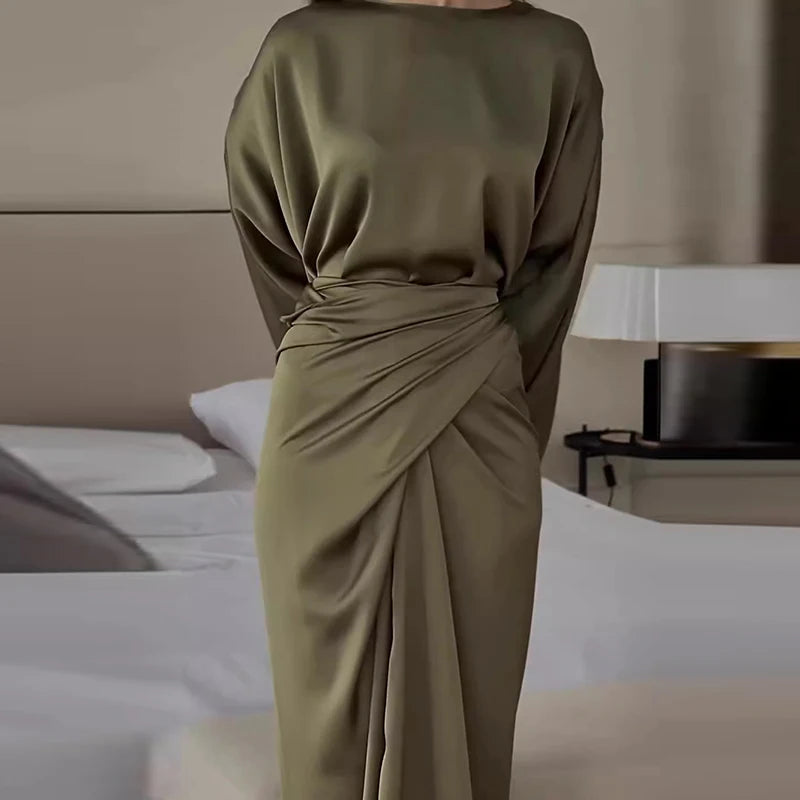 Tie-Waist Satin Dress by Crystal Crystina, alternate view 3