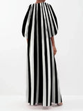 Striped Print Long Maxi Dress