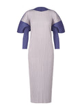 CurveKind™ Geometric Pleated Long-Sleeve Dress