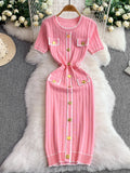 Knitted Slim Fit Button Dress