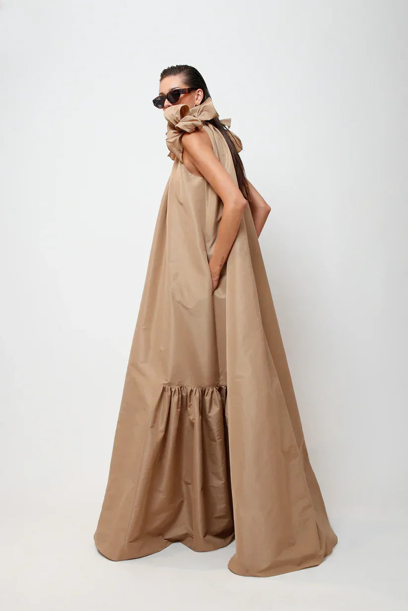 3D Floral Taffeta A-Line Evening Gown by Crystal Crystina, alternate view 3