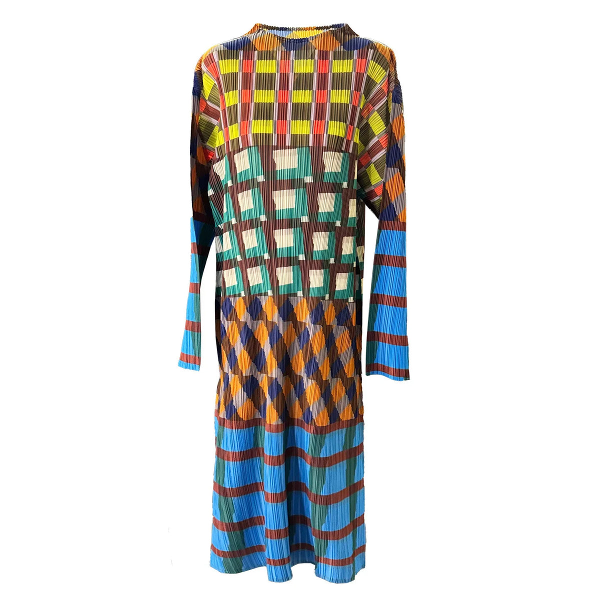 CurveKind™ Colorblock Printed Pleated Midi Dress by Crystal Crystina, alternate view 2