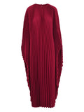 Elegant Pleated Batwing Dress