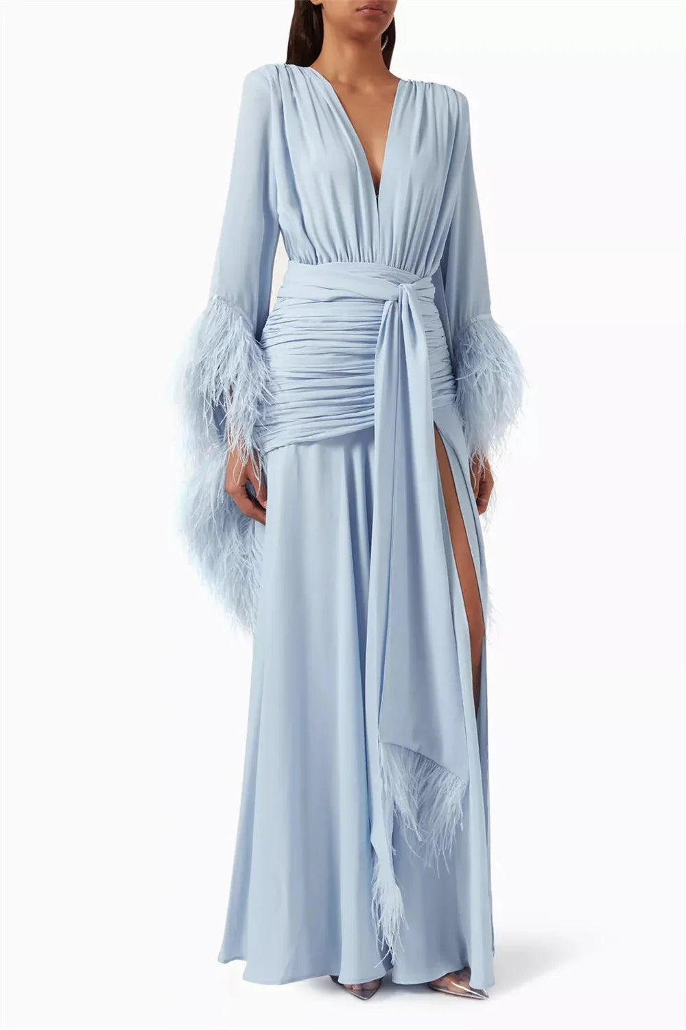 Slit Ruffle Prom Dress