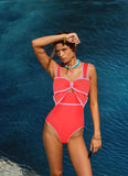 Ruffles Colorful Flower Print One Piece Swimsuit and skirt Swimwear