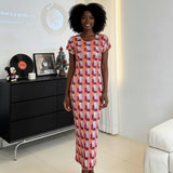 CurveKind ™ Miyake  Pleated Plaid Printed Dress