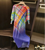 CurveKind™ Dragon Scale Pleated V-Neck Midi Dress