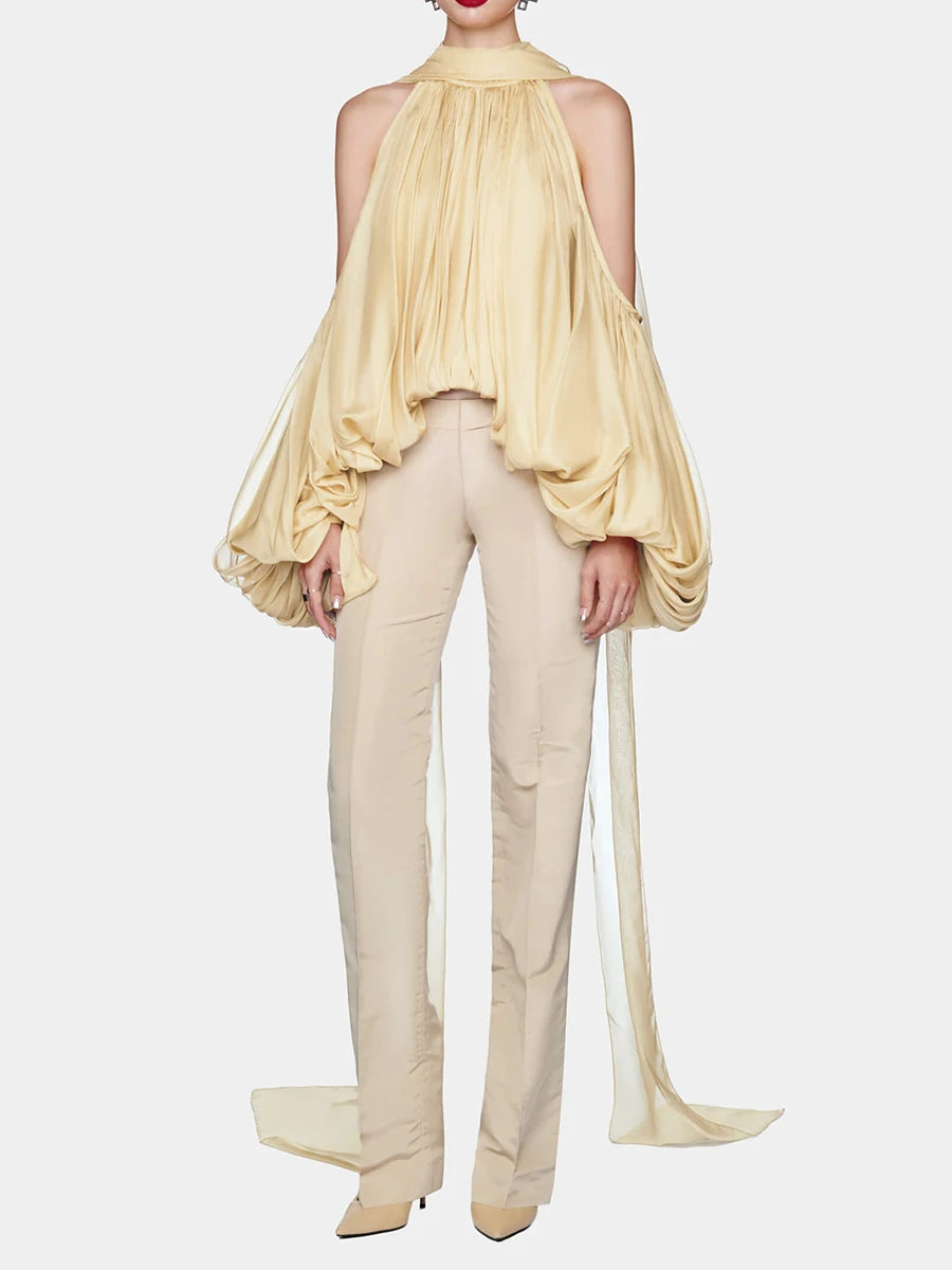 Off the Shoulder Loose O-Neck Blouse