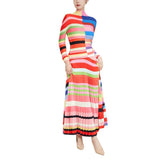 Multicolor High Waist Pleated Stretch Skirt Set