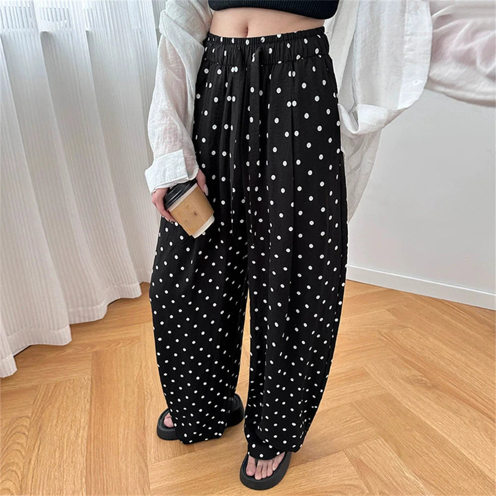 Linen Wide Leg Polka Dot Pants by Crystal Crystina, alternate view 3