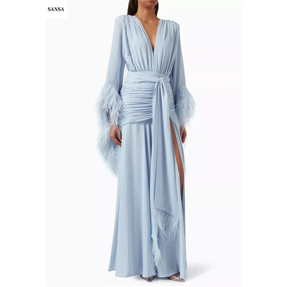 Slit Ruffle Prom Dress