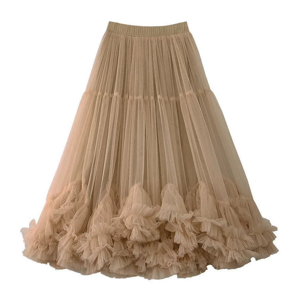 Long Mesh Layered Tulle Skirt by Crystal Crystina, alternate view 8
