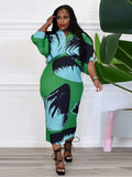 CurveKind™ Pleated Batwing Evening Dress