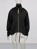 Loose Patchwork Jacket – Zipper, Lace-Up, Long Sleeve by Crystal Crystina, alternate view 5