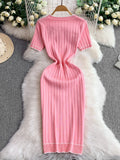 Knitted Slim Fit Button Dress