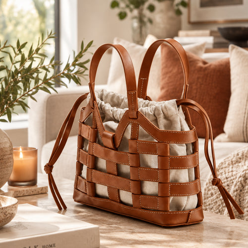 Woven Leather Tote Bag