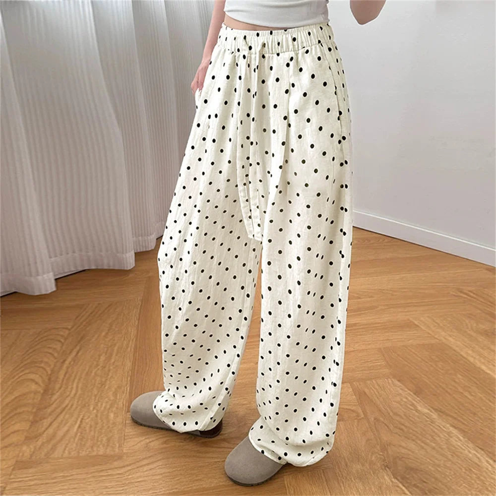 Linen Wide Leg Polka Dot Pants by Crystal Crystina, alternate view 4