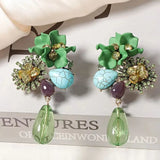 Floral Water Drop Long Earrings