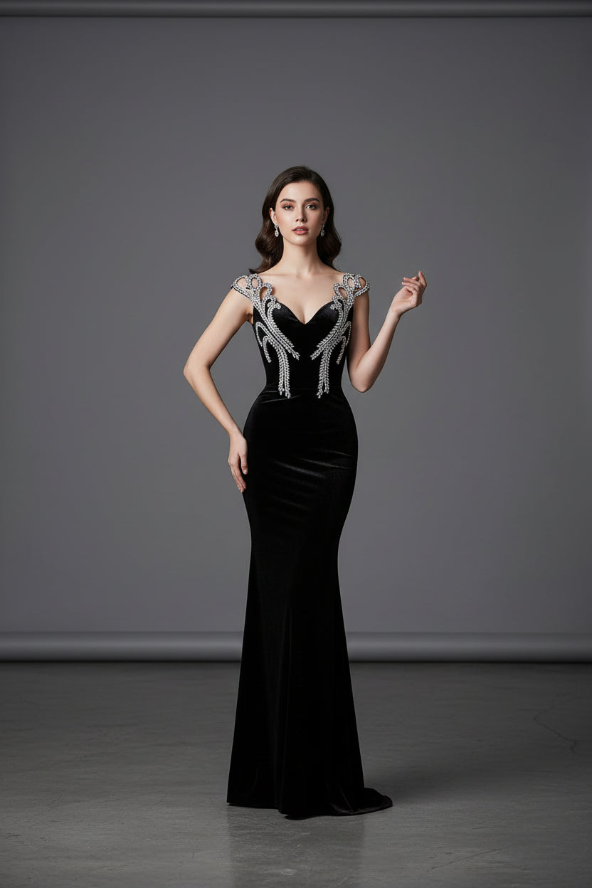 Velvet Diamond Bodycon Dress