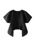 Black poncho-style top on a white background