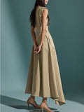 Elegant Sleeveless A-Line Office Dress with Belt