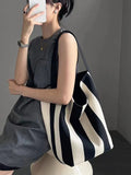 Striped Canvas Bucket Bag