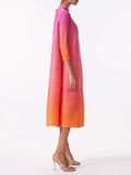 CurveKind™ Miyake Elegant Gradient Pleated Dress