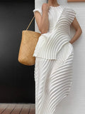 CurveKind™ Pleated Irregular Two-Piece Skirt Set