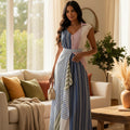 Elegant Sleeveless Pleated Maxi Dress by Crystal Crystina, alternate view 6