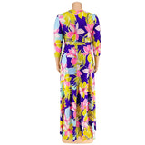 Lola Plus Size V-neck Print Wrap Maxi Dress