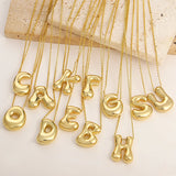 Gold Chunky Bubble Initial Letter Pendant Necklace