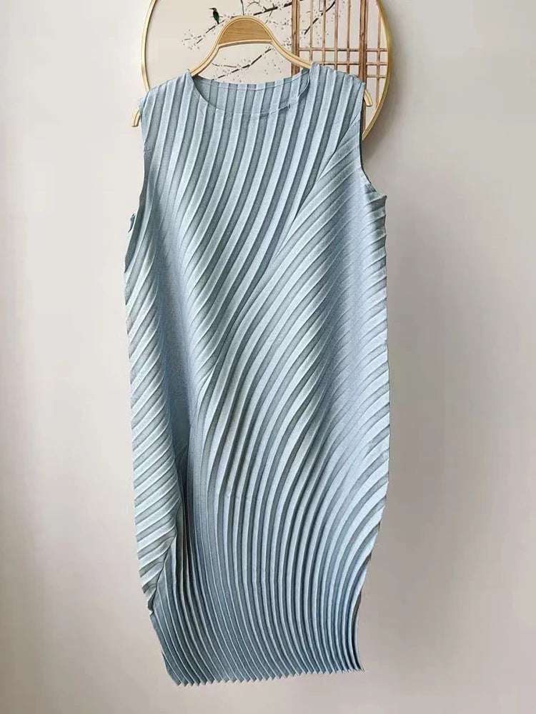 CurveKind™ Irregular Pleated Sleeveless Midi Dress by Crystal Crystina, alternate view 5