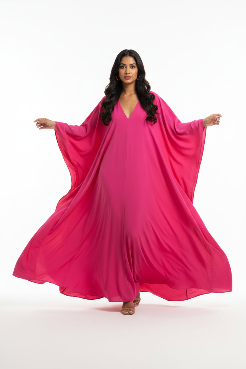 Hot Pink Satin Prom Dress
