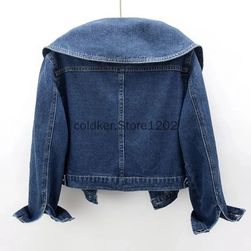 Casual Long Sleeve Denim Jacket by Crystal Crystina, alternate view 2