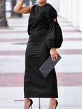 Ruched Side Split Maxi Bodycon Midi Dress