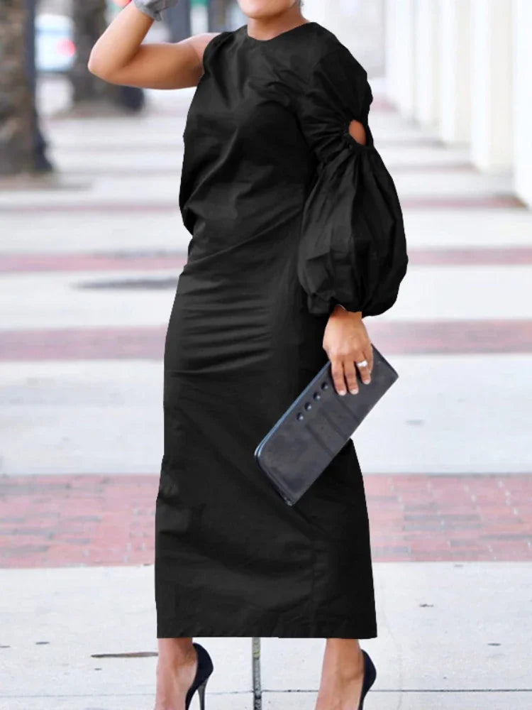 Ruched Side Split Maxi Bodycon Midi Dress