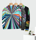 CurveKind™ Printed Pleated Stretch Crewneck Top