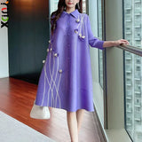 CurveKind™ Printed Pleated Cardigan Dress
