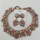 Crystal Rhinestone Collar Choker Necklace and Earrings