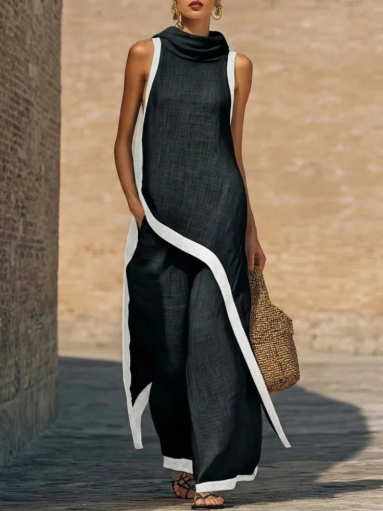 Linen Contrast Color Outfit