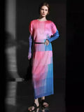 CurveKind™ Pleated Long-Sleeve Two-Piece Skirt Set